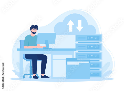 Local data storage  optimization of internet devices and web applications  data sources  data storage concept flat illustration © Kinn Studio