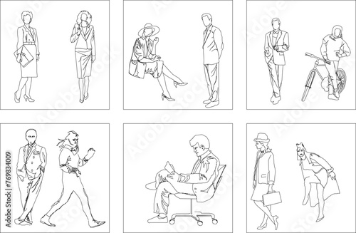 Adobe Illustrator Artwork vector design sketch illustration, a collection of images of people doing their work 
