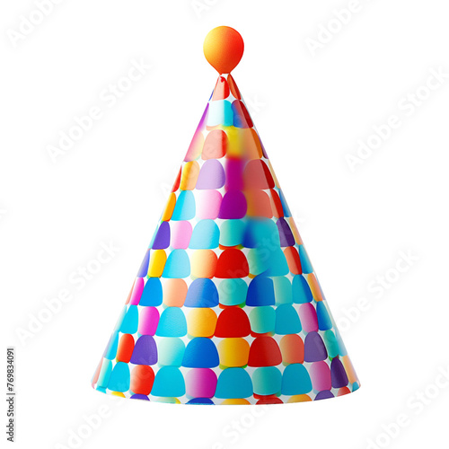 Colorful birthday party hat isolated on transparent background