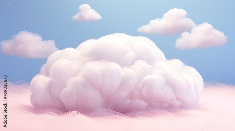 A tranquil and fluffy background, the feeling of lying on a cloud, with soft gradients and a dreamlike quality Ai Generative