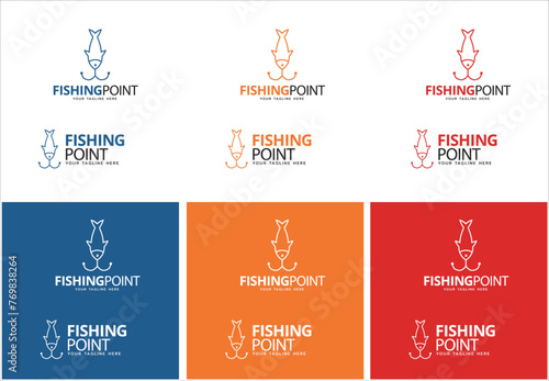 Fishing point logo in different colors 