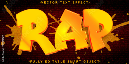 Graffiti Orange Rap Music Vector Fully Editable Smart Object Text Effect
