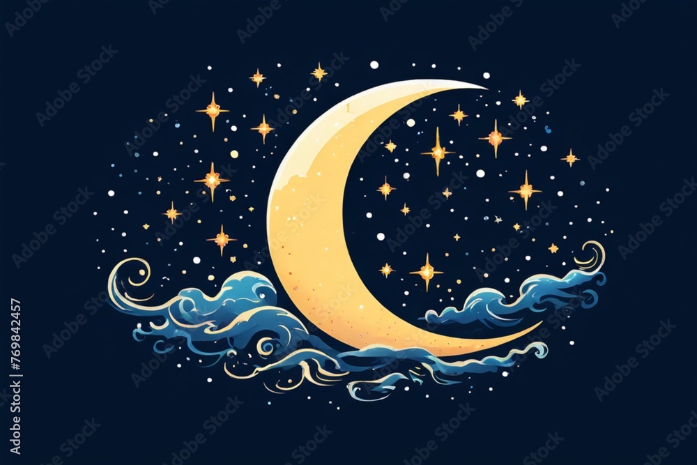 Naklejka premium moon, night sky star