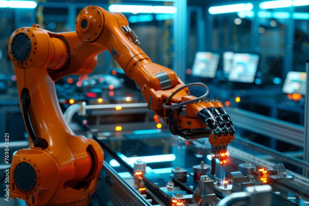 Ai mechanized industry robot and robotic arms for automated factory production process