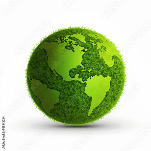 Vector Globe made of green grass isolate on white background.