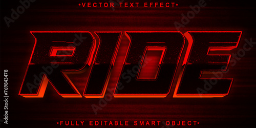 Red Faster Ride Vector Fully Editable Smart Object Text Effect © HUMA