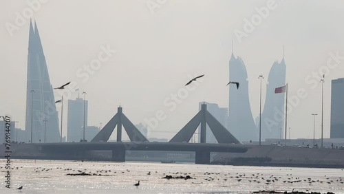 Manama cityscpae view in the fisherman's bay in Manama Bahrain photo