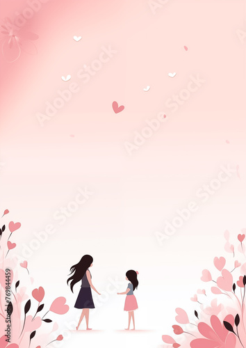 Mother and daughter, Mother's Day card template illustration