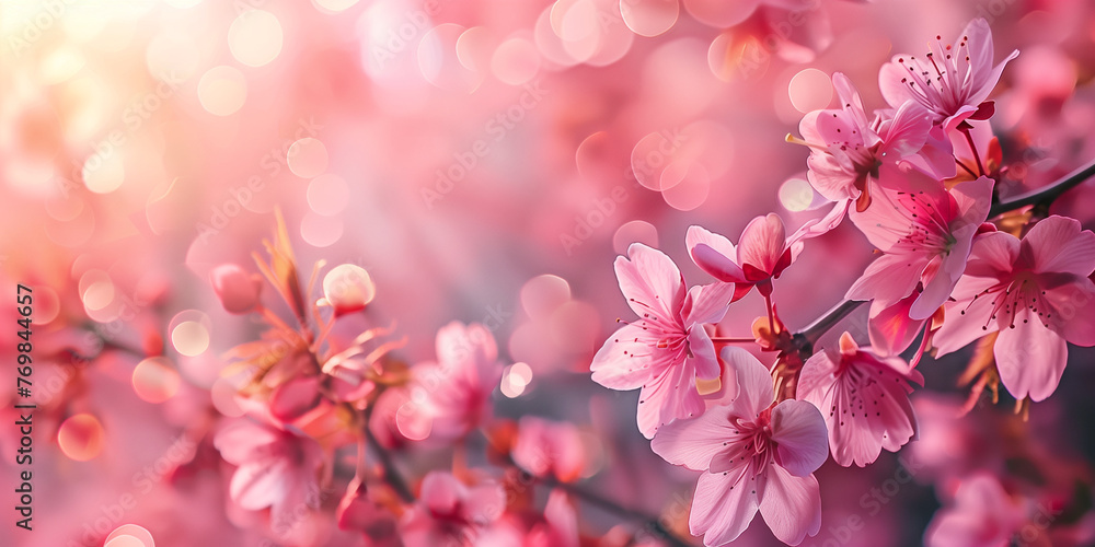 Vibrant Cherry Blossom Branches on a Bokeh Background
