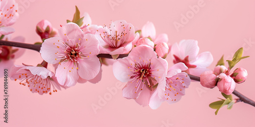 Wallpaper Mural Elegant Cherry Blossoms on Pink Background Torontodigital.ca