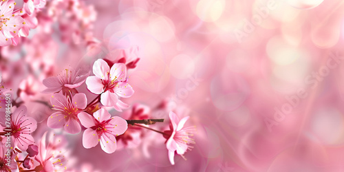 Vibrant Pink Cherry Blossoms on Blurred Background Wallpaper