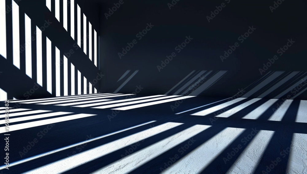 abstract black background with white lines in the shape of stripes on a dark blue floor Generative AI abstract black background with white lines in the shape of stripes on a dark blue floor Generative AI