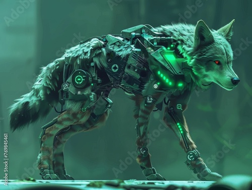 Cybernetic Organisms Wolves, leading packs in biohack greens and cyborg silvers photo