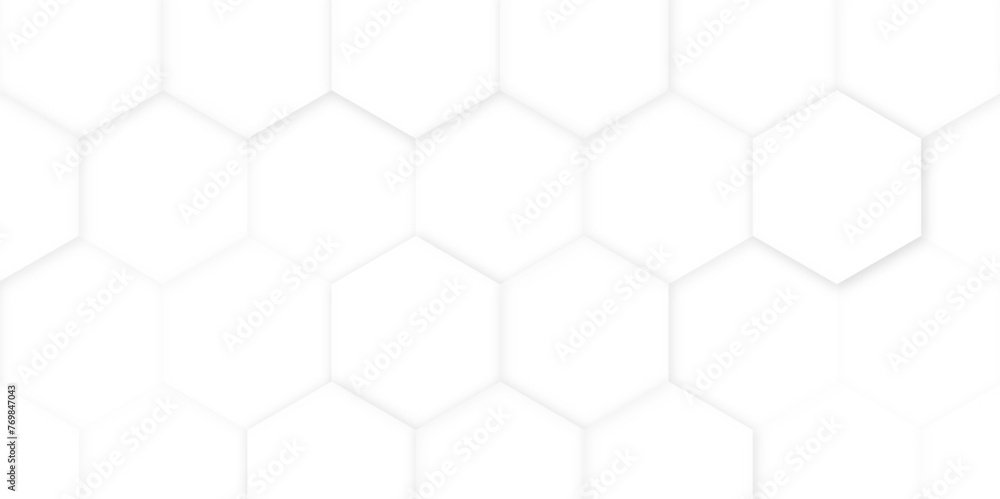 Naklejka premium Hexagon concept design abstract technology background vector. Abstract white hexagon concept background, soft white background.