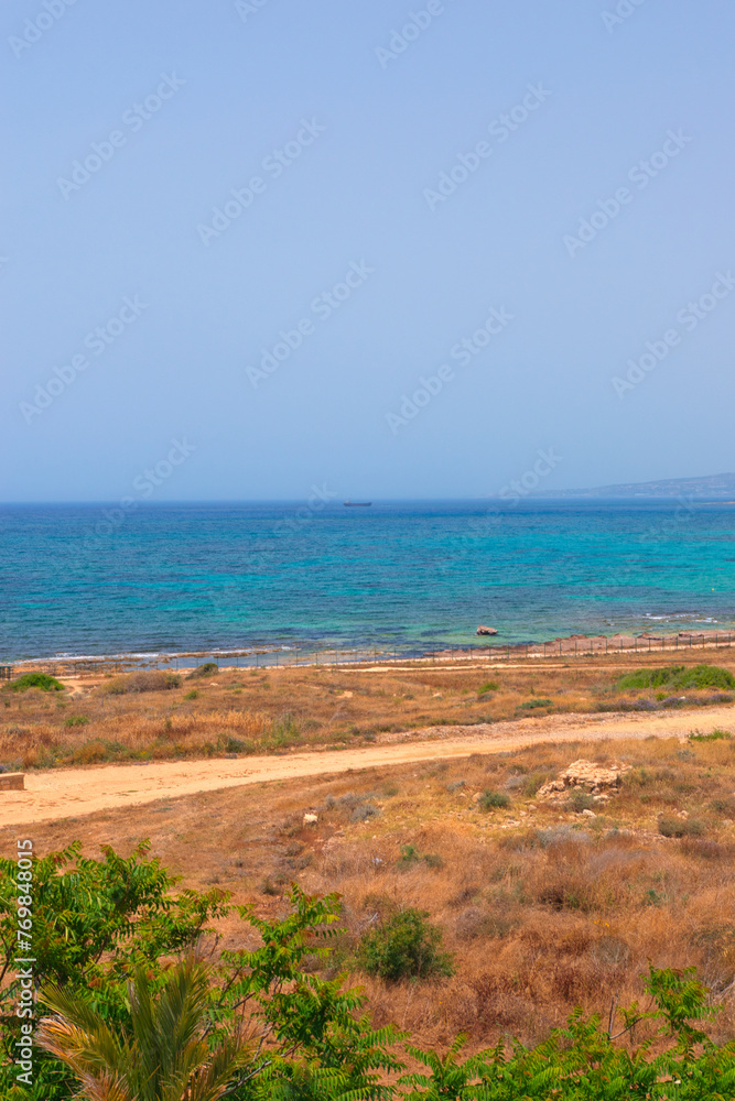 PAPHOS, CYPRUS - JUNE 02, 2023: Kato Pafos Archaeological Park. In 1980 Nea Pafos and Palaipafos were inscribed on the World Heritage List of UNESCO. This was on a sunny spring morning. 

