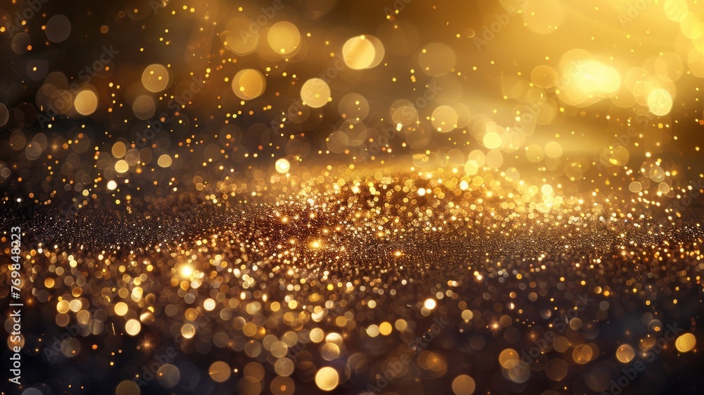 glitter lights grunge background, gold glitter defocused abstract Twinkly Lights Background - generative ai