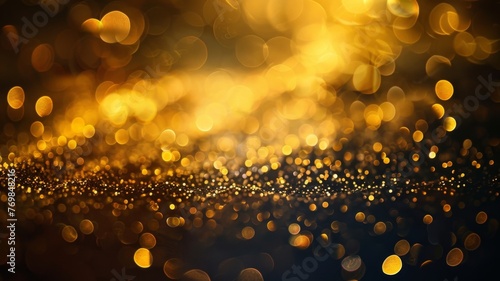 glitter lights grunge background, gold glitter defocused abstract Twinkly Lights Background - generative ai