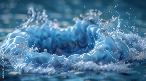 Blue spiral water splash. 3D illustration.