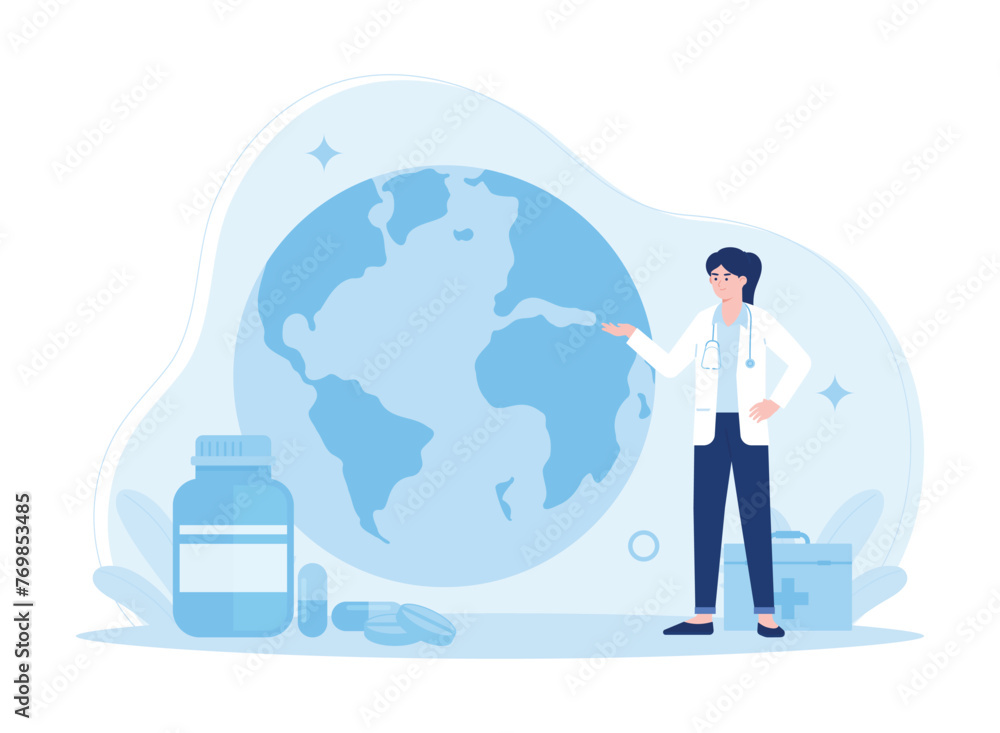 World health day concept flat illustration World health day concept flat illustration