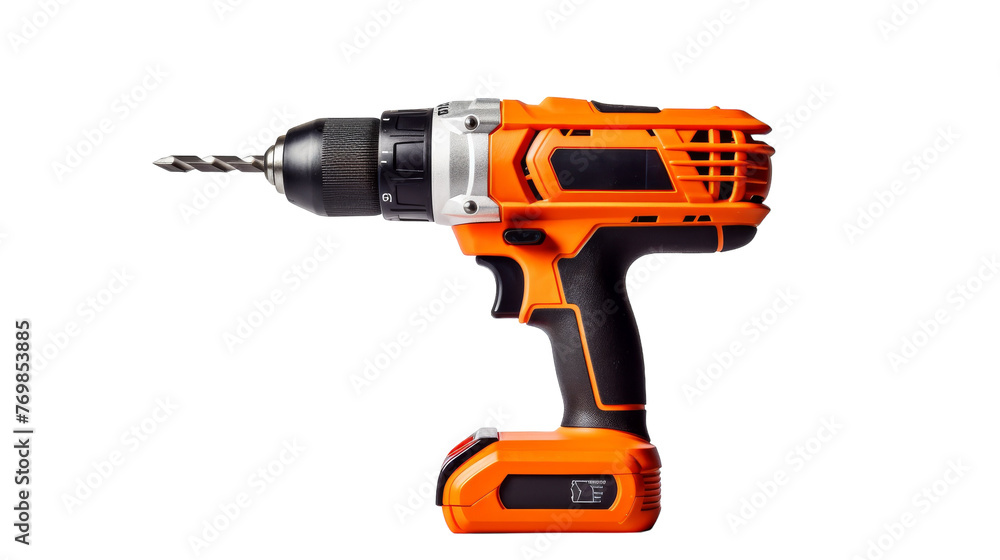 Isolated Electric Drill Efficiency on transparent background.