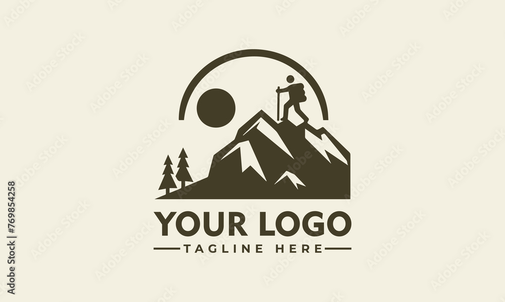 Hiking vector logo design Vintage Adventure Mountain logo vector for Hiking Lover