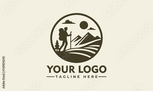Hiking vector logo design Vintage Adventure Mountain logo vector for Hiking Lover