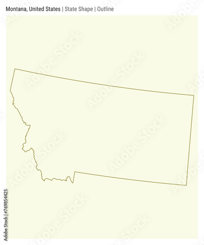 Montana, United States. Simple vector map. State shape. Outline style. Border of Montana. Vector illustration. photo