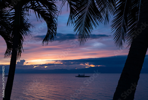 sunset on the beach In Cebu Philippines