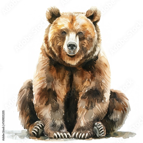 Friendly Brown Bear Watercolor Artwork