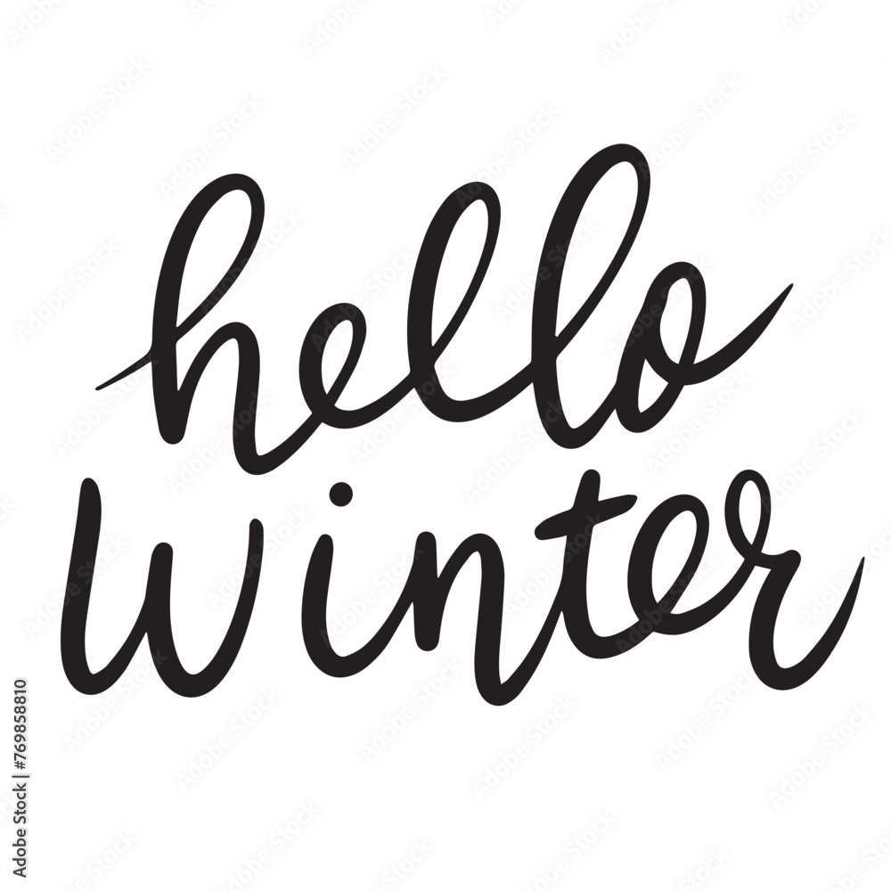 Hello Winter text black color isolated on transparent background. Hand drawn vector art. Hello Winter text black color isolated on transparent background. Hand drawn vector art.