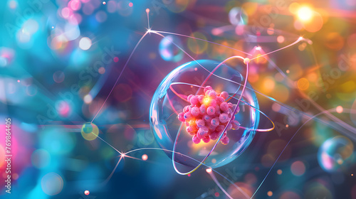 image of a complex molecule with colorful bonds, floating in space.