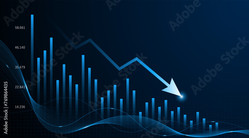 Downward trend of business graph or investment concept with decreasing profits. company downward arrow
