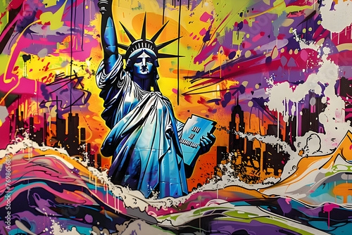 Statue of Liberty graffiti in the wall
