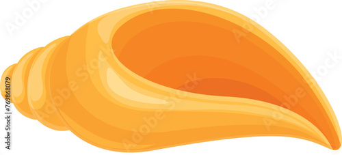 Golden sea shell icon cartoon vector. Dinner meal animal. Conch nature