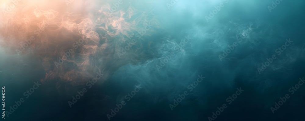 Abstract Foggy Spring Nature Background Texture. The Light shines through the Mist during Sunrise.