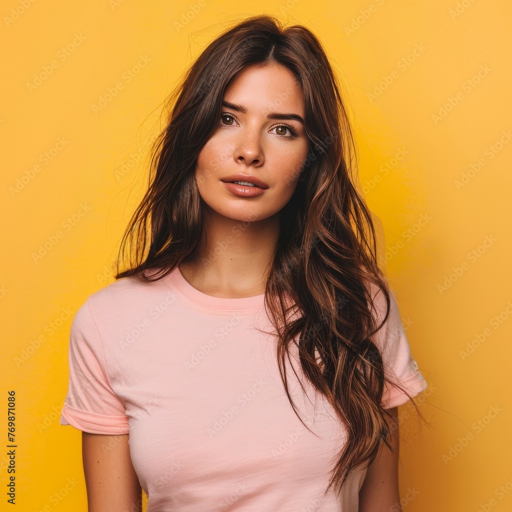Fototapeta premium Woman in Pink Shirt Posing