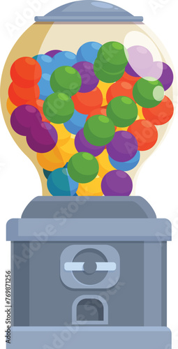 Grey plastic bubblegum machine icon cartoon vector. Colorful object. Retro equipment