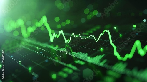 Green stock market graph indicating bullish upward trend, financial success concept - 3D illustration