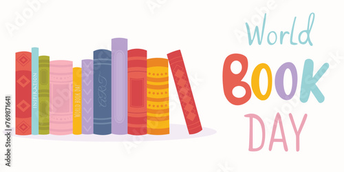 World Book Day. Vector illustration with books on a white background.