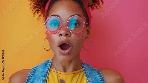 Surprised Woman in Glasses