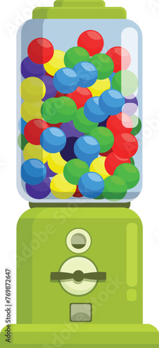 Green bubblegum machine icon cartoon vector. Slot equipment. Candy gum