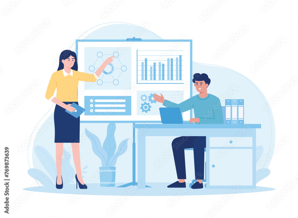 Collaborative work development team concept flat illustration Collaborative work development team concept flat illustration