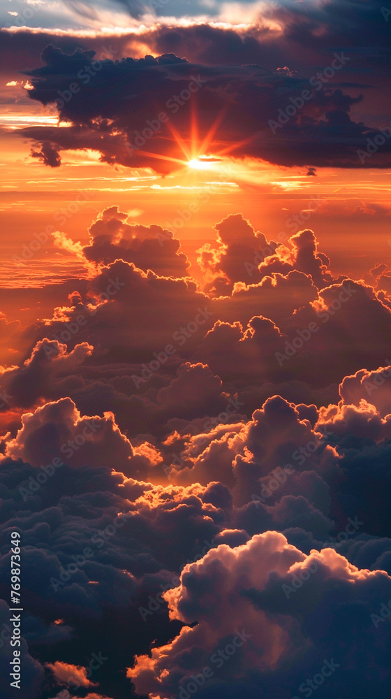 Witness natures masterpiece a sunset adorned with clouds casting a mesmerizing background for a banner that encapsulates the allure of twilight