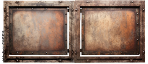 Vintage rusty metal frame isolated on transparent a white background