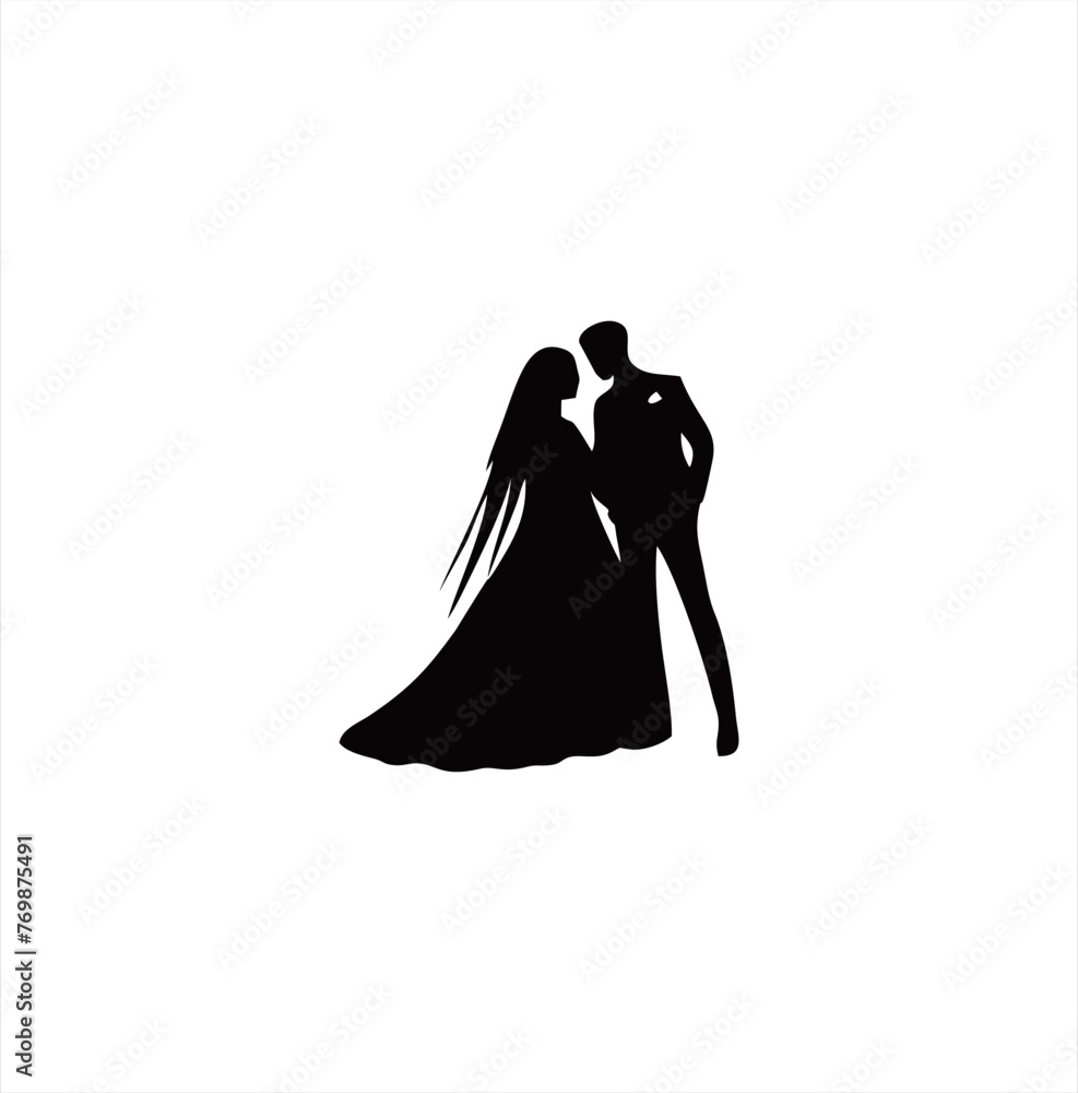 bride and groom vector silhouettes of male and female couples, in various positions bride and groom vector silhouettes of male and female couples, in various positions