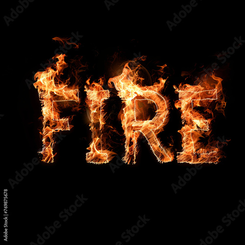 Element of fire, written as Text "Fire"