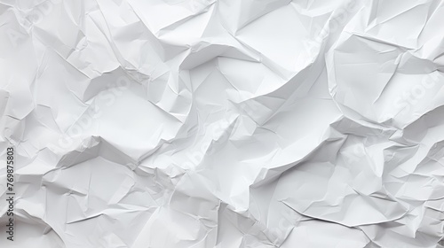 Crumpled white paper texture background 