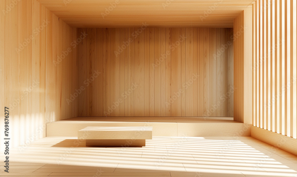 a minimal wooden interior where clean lines create an empty room a minimal wooden interior where clean lines create an empty room