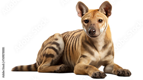 Tasmanian Tiger Thylacine Closeup on transparent background photo