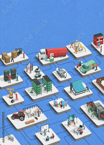 Connections between lots of services, businesses and industries